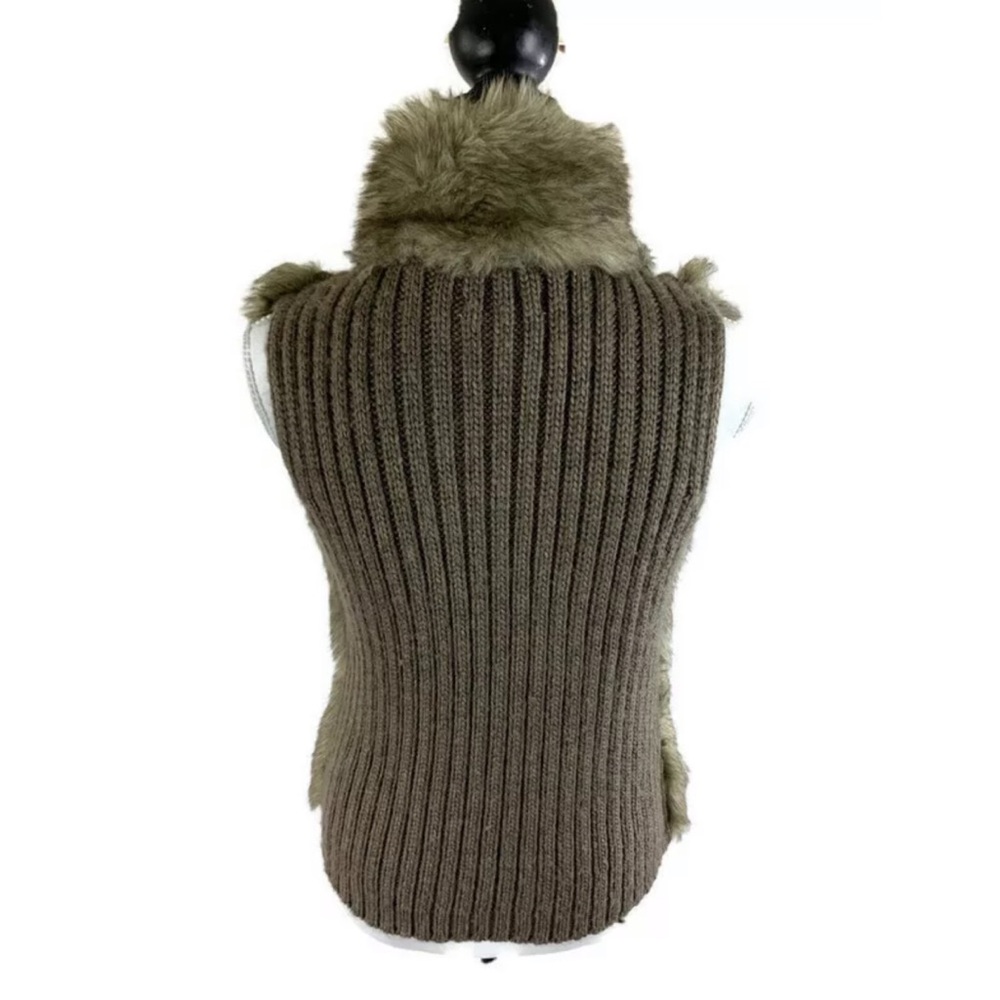 KENAR Brown Wool Faux Fur Full Zip Vest - Picture 3 of 4